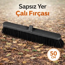 Badem10 Sapsız Plastik Çalı Fırçası 50 cm Dayanıklı Sert Kıllı Bahçe Temizlik Süpürgesi Ergonomik Tasarım