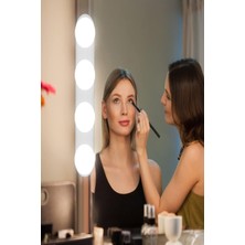 Ecuy Taşınabilir Güçlü Vantuzlu & Duvar Sabitlemeli Pilli Makyaj Lambası 4 Ampüllü LED Makeup Işığı