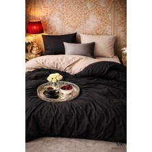 More Home  Lastikli Çarşaflı Çift Kişilik Nevresim Takımı Siyah Bej