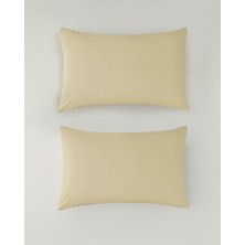 English Home Novella Premium Pamuk Dokulu 2'li Yastık Kılıfı 50x70 cm Açık Sarı