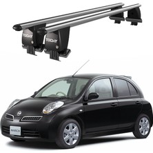 Today Auto Royal Nissan Micra / March (2002-2010) Uyumlu Gri Kilitli Ara Atkı Port Bagaj Tavan Barı