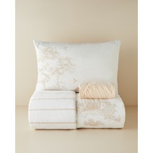 English Home Garden Toile Pamuklu Çarşaflı Tek Kişilik Nevresim Takımı 160x220 cm Bej