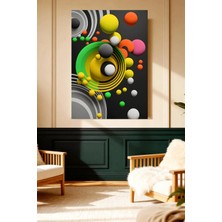 Mushen Studio Mushen Studıo Soyut Renkli Küreler Daireler Siyah Fon Modern Çerçevesiz Kanvas Tablo