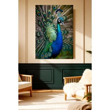 Mushen Studio Mushen Studıo Renkli Tavus Kuşu Figürlü Mavi Yeşil Çerçevesiz Kanvas Tablo Dekoratif Duvar