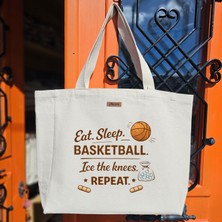 Bumudur Aksesuar Turuncu Basketbol Temalı Logo Modern Baskılıı Naturel Kanvas Bez Çanta Sap Beyaz Cırt Cırtlı Suluk Tutuculu - PARENT-60FC1A3936D3 - Büyük