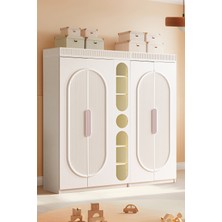 Setay Dolap, Athena 4 Kapaklı Ledli Kitaplıklı Gardırop