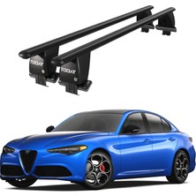 Today Auto Royal Alfa Romeo Giulia (2016 ve Sonrası) Uyumlu Siyah Kilitli Ara Atkı Port Bagaj Tavan Barı