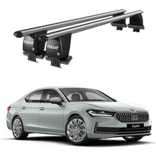 Today Auto Royal Skoda Superb (2015 ve Sonrası) Uyumlu Gri Kilitli Ara Atkı Port Bagaj Tavan Barı
