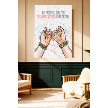 Mushen Studio Mushen Studıo Dostluk Bilekliği Iki El Portekizce Yazılı Çerçevesiz Kanvas Tablo