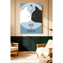 Mushen Studio Mushen Studıo Romantik Beyaz Siyah Kediler Amar É A Resposta Çerçevesiz Kanvas Tablo