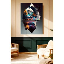 Mushen Studio Mushen Studıo Sürreal Kadın Profili Dağ Orman Soyut Modern Çerçevesiz Kanvas Tablo