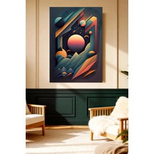 Mushen Studio Mushen Studıo Soyut Geometrik Uzay Gezegeni Dağ Manzarası Çerçevesiz Kanvas Tablo