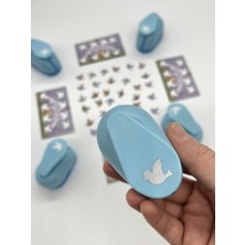 Kağıt Gemi Kuş Desenli Orta Boy Mavi Renk Delgeç Scrapbook Şekil Kesici Punch