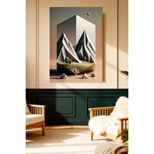 Mushen Studio Mushen Studıo Soyut Geometrik Katmanlı Dağ Manzarası 3D Modern Çerçevesiz Kanvas Tablo