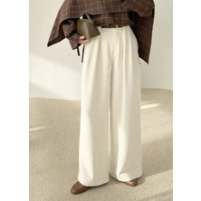 Moda Aksa 3855 Köprü Dty Kemer Pantolon Beyaz