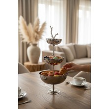 Akayev Aurea 3 Katlı Çelik Sunumluk Ikramlık, Çerezlik ve Meyvelik