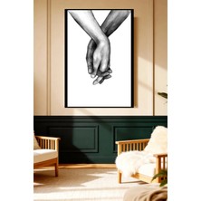 Mushen Studio Mushen Studıo Romantik Siyah Beyaz Kenetlenmiş Eller Çerçevesiz Kanvas Tablo