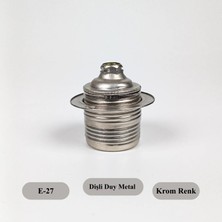 Dekoratif E27 Metal Halkalı Krom Renk Duy (1 ADET)