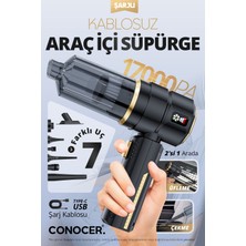 Conocer Kablosuz Şarjlı Araç Içi Süpürge | Dijital Göstergeli | 2'si 1 Arada Üfleme & Vakum | 17000PA | Fırçasız Motor | Kablosuz Taşınabilir
