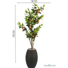 Yapay Çiçek Sitesi Siyah Fiber Saksıda Portakal Ağacı 220 cm