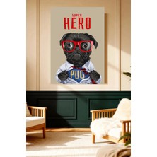 Mushen Studio Mushen Studıo Super Hero Pug Kırmızı Gözlüklü Köpek Figürlü Çerçevesiz Kanvas Tablo