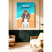 Mushen Studio Mushen Studıo Beach Fashion Beagle Köpek Bandanalı Güneş Gözlüklü Çerçevesiz Kanvas Tablo