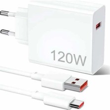 Butik Mey Ithalat® 120W Şarj Aleti Hızlı Çift Turbo Şarj Aleti Seti Beyaz