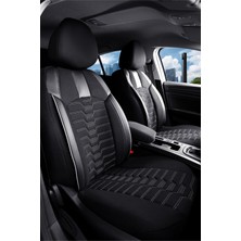 Freshstart Ford Tourneo Connect 2+1 Deri Detaylı Oto Koltuk Kılıfı Ön Arka Set Siyah Beyaz Platinium Model Fs