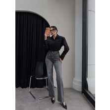 Esra Helvacı Çapraz Bel Detaylı Wide Leg Jean