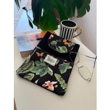 Tadsy Botanik Çiçek Desenli Kitap Kılıfı Şık ve Kitap Koruyucu Kılıf Cepli Çok Amaçlı Hediye 19X25 cm