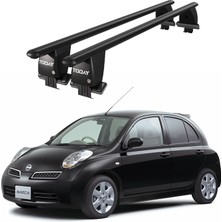 Today Auto Royal Nissan Micra / March (2002-2010) Uyumlu Siyah Kilitli Ara Atkı Port Bagaj Tavan Barı