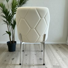 Msy Home 6 Adet Naz Serisi Krom Yönsüz Kumaş Lüks ve Modern Sandalye Seti