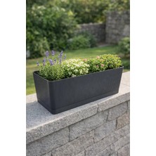 Binbirreyon Çizgili Balkon Saksısı 38CM Drenajlı Saksı Plastik AH199