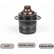 Retro Vitrini Dekoratif E27 Metal Halkalı Eskitme Renk Duy (1 ADET)