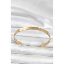 Butik Mey Ithalat® 316L Çelik Gold Renk Ayetel Kürsi Yazılı Bileklik