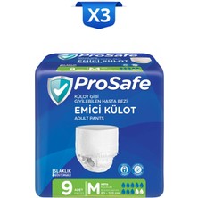 Prosafe Külotlu Yetişkin Hasta Bezi M (80-120 Cm) Islaklık Göstergeli 9’lu Tanışma Paketi 3’lü