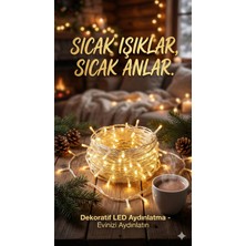 Çerçici Yılbaşı Aydınlatması 100 LED Perde Hortum Sıcak Beyaz Işık - 10 Metre Dekoratif Şeffaf Kablolu Süs