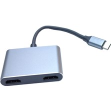 Keepro Type-C To 2x Hdmı 1x USB 3.0 1x Type C Şarj 4 In 1 Çevirici