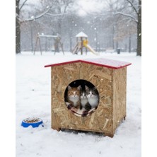 Reyo Kedi Evi Dış Ortam Uygun Ahşap Kedi Evi Osb 39X37X34 cm - CAT08
