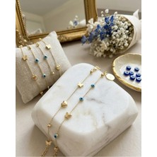 Bakır Köy Nazar Boncuklu Zarif Kadın Bileklik – Minimal Altın Renk Şık Bileklik