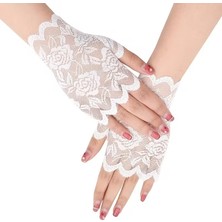 Butik Mey Ithalat® Beyaz Dantel Parmaksız Kısa Eldiven