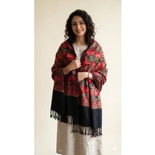 Pashmina Geleneksel El Nakışı Keşmir Yün Şal – Nar Motifli Premium Seri