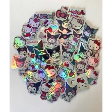 TT sticker Suya Dayanıklı Hello Kitty Hologram Sticker Set Telefon Tablet Termos Kask Kaykay Etiket Çıkartma