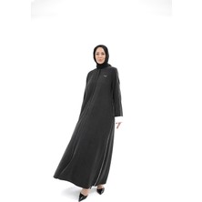 Kadeem Giyim Sare Cupra Biyeli Kol Katlamalı Abaya  – Siyah - Beyaz
