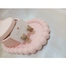 Açık Kahverengi Kedili Küpe