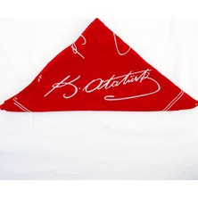Askıcı Atatürk Imzalı  Kırmızı Bandana 10 Adet Çok Amaçlı Bandana Fular Kırmızı Renk 50X50 (Okul, Etkinlik, Tören, Gösteri)
