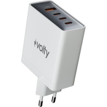 Volty Hızlı Şarj Adaptörü 100W GaN + Type-C Kablo 100W PD | 4 Port, iPhone & Samsung Uyumlu (Beyaz-V0102014)