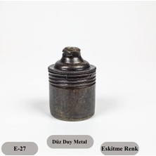 Retro Vitrini Dekoratif E27 Metal Düz Eskitme Renk Duy (1 ADET)