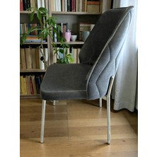 Msy Home 2 Adet Naz Serisi Krom Yönsüz Kumaş Lüks ve Modern Sandalye Seti