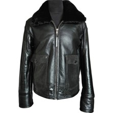 Asus Deri - Anj4 - Siyah Hakiki Koyun Derisi Içi Koyun Kürklü Erkek Ceket